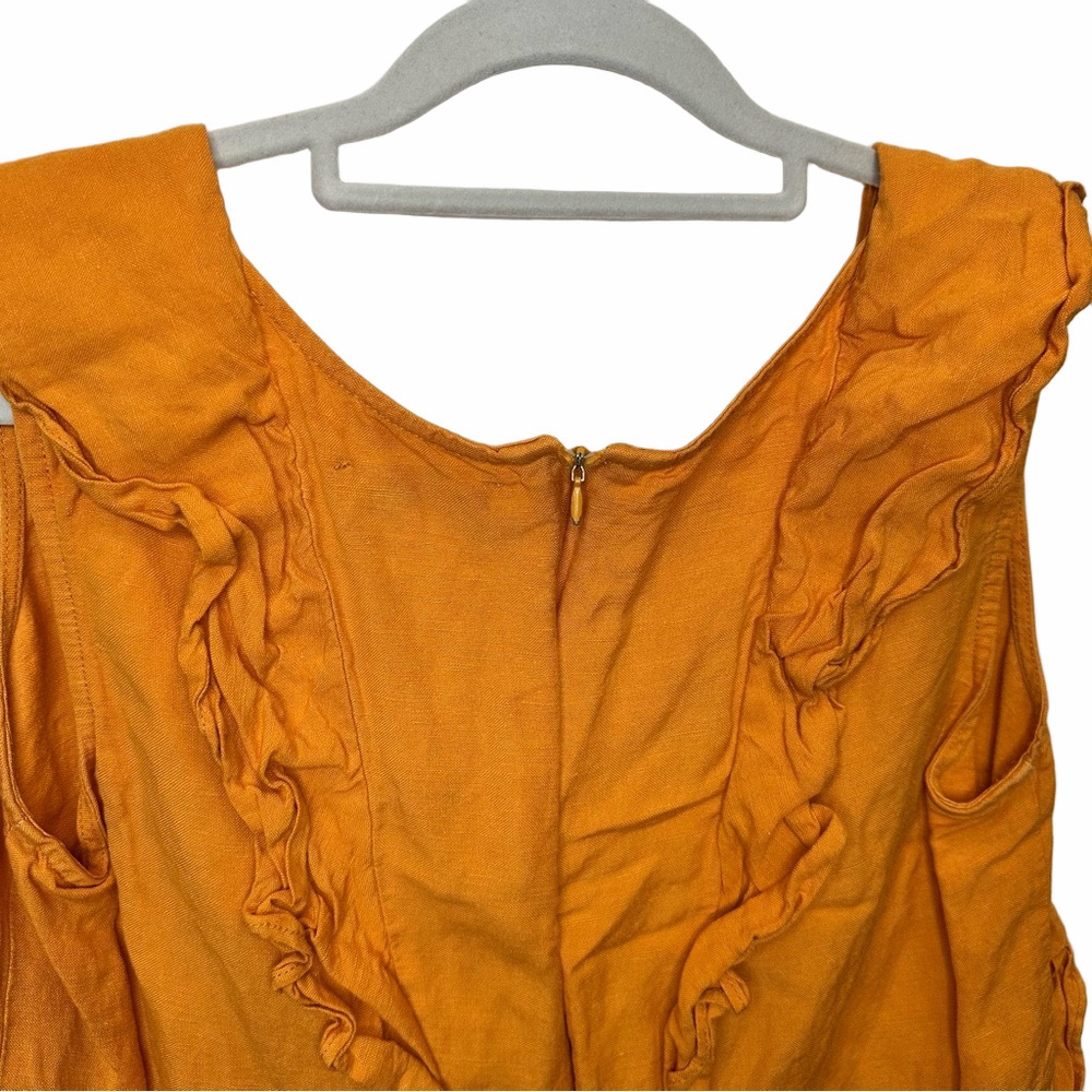 215. Marissa Webb Ditsy Ruffle Top Orange Size 8 - Picture 9 of 14